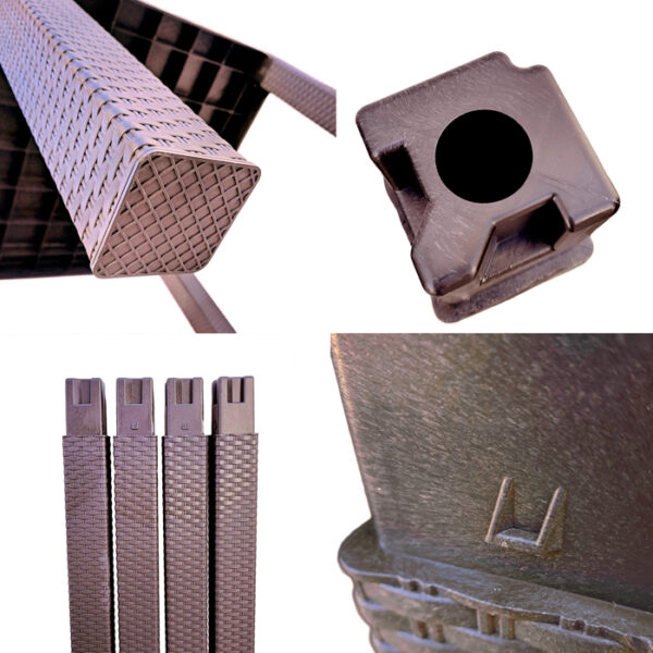 Mesa plástica simil ratán alta marrón - Imagen 3